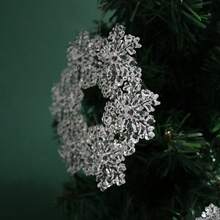 1 set (2 pièces) - Ensemble de couronnes de fleurs en forme de flocon de neige, pendentif de décoration de sapin de Noël en cristal, pendentif de décoration de scène de fête de Noël, fournitures de décoration de flocons de neige simulés pour la saison hivernale