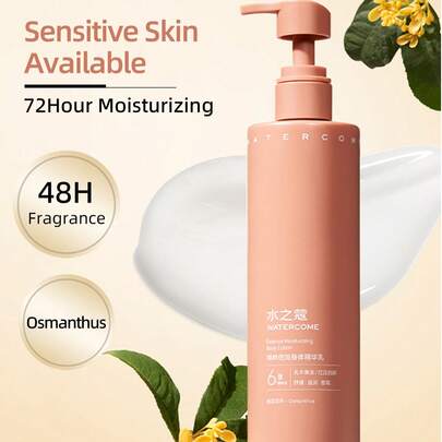 WATERCOME 300g Lotion corporelle nourrissante, hydratation 72h, rétention de parfum 48h, convient aux peaux sensibles, contenant 12% d'huile essentielle, texture lisse et légère, non grasse, convient aux peaux sèches/rugueuses/ternes, nourrissante et adoucissante, soin quotidien de la peau
