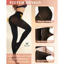 1 Pair Of Women's Winter Warm Fleece Lined Leggings. Winter Comfortable Fleece Leggings. Plus Size Available. Single Lining. Seamless Style. Fashionable And Comfortable Women's Clothing. Warm Style. Fashionable And Comfortable Women's Clothing. - 彩色 - 查看 8