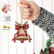 Decorațiuni acrilice 2D plate, 8 buc. clopoței de Crăciun victorieni vintage - perfecte pentru consumabile de petrecere de Crăciun, decorațiuni pentru brad, sărbători, ornamente DIY pentru cadouri, decor de casă durabil, ușor, stil clasic, lucrat manual, 2D