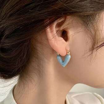 1 Pair Fashionable, Versatile, Elegant Heart Shaped Earrings