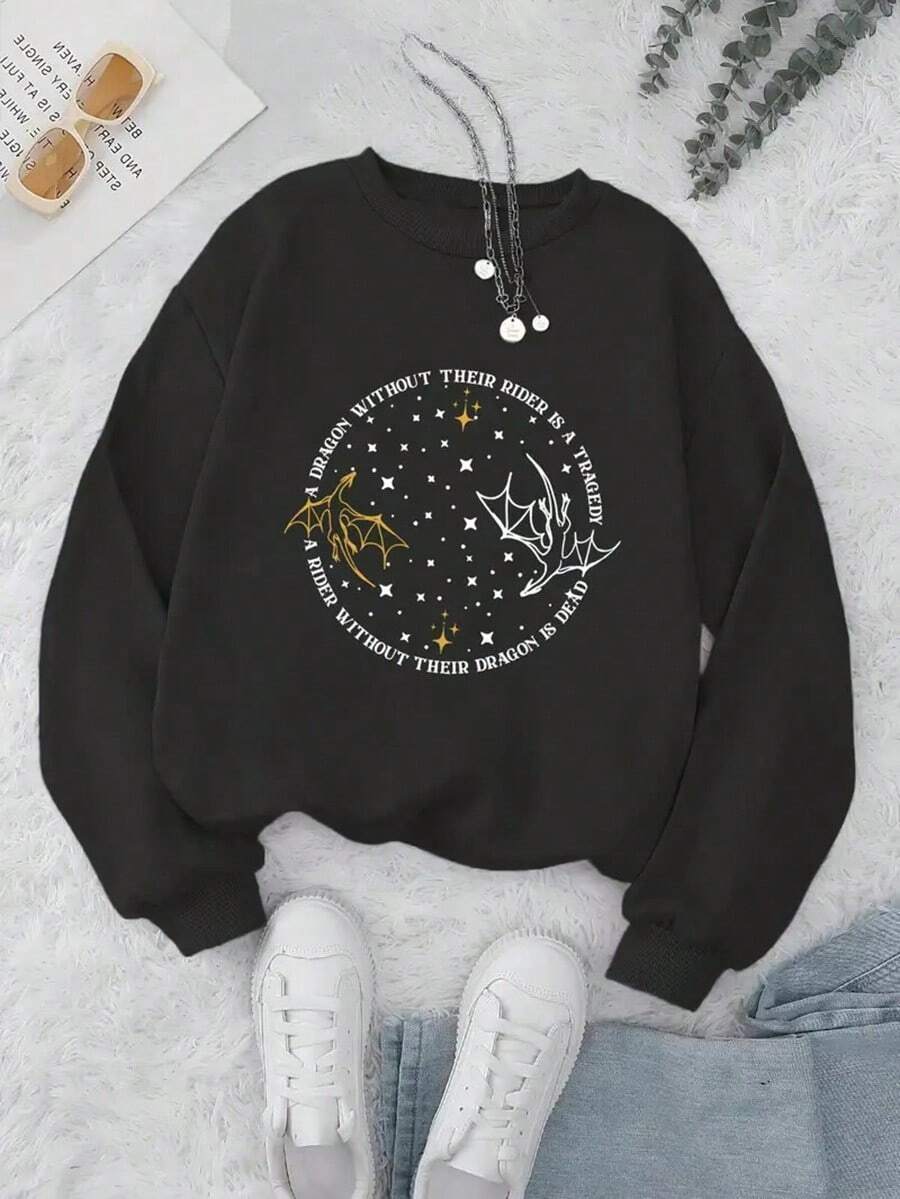 MEN'S Casual Crew Neck Hoodie With Geometric Fourth Wing Print, Polyester 100% Knit Fabric, Spring-Fall Fashion Top,Fall Hoodies,Men's Fall Clothes,Street Wear,Halloween,Mens Hoodies,Y2k Clothes,Jesus Hoodie,Thanksgiving Day,Nightmare Before Christmas,Christmas - Black - View 1