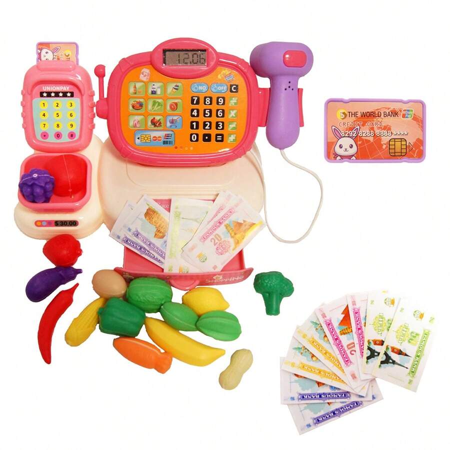 Kids Cash Register For Preschool, Pretend Play Shopping Store Playset, Cash Register Learning Toy, Pretend To Run A Shop, Develops Early Math Skills Learning Toys, Includes Toy Credit Card And Play Money