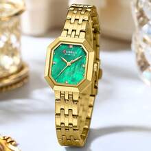 CURREN Women's Wristwatch, Elegant Quartz Watch, Rectangular Dial, Stainless Steel Band, Vintage Minimalist Style Dress Watch - Multicolor - View 3