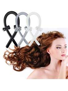 3件套免加热蓬松波浪卷发棒，卷发棒+2个大号发圈，卷发工具套装，美发配件 - 彩色 - 查看 4