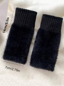 1 Pair Women Faux Fur Half Finger Gloves, Soft Warm Luxury Solid Color Knitted Fingerless Gloves, Wool Blend Half Finger Gloves, Knitted Wrist Exposed Finger Gloves, Multi-Functional Touchscreen, Suitable For Office, Students Writing