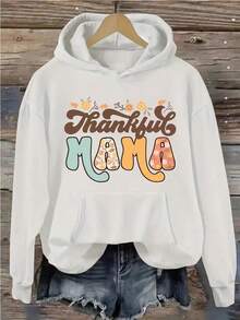 MEN's Green Thanksgiving Sweater - Nana Lettering & Turkey,Pumpkin,Cranberry Print Hooded Pullover, Soft Hoodie With,Thankful Mama, Script, Machine Washable Cozy Fall Sweater For Family Gatherings & Holiday Outfits,Fall Hoodies,Men's Fall Clothes,Street Wear,Halloween,Mens Hoodies,Y2k Clothes,Jesus Hoodie,Thanksgiving Day,Nightmare Before Christmas,Christmas - White - View 1