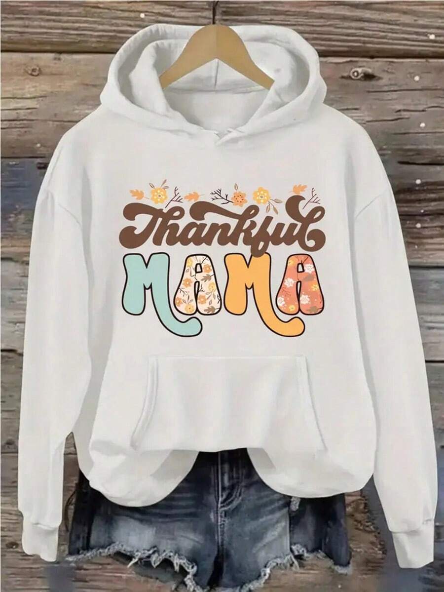 MEN's Green Thanksgiving Sweater - Nana Lettering & Turkey,Pumpkin,Cranberry Print Hooded Pullover, Soft Hoodie With,Thankful Mama, Script, Machine Washable Cozy Fall Sweater For Family Gatherings & Holiday Outfits,Fall Hoodies,Men's Fall Clothes,Street Wear,Halloween,Mens Hoodies,Y2k Clothes,Jesus Hoodie,Thanksgiving Day,Nightmare Before Christmas,Christmas - White - View 1