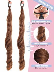 2 PCS Roman Curl Ponytail Wig Lolita Women's Wig Rubber Band Style 16 Inch Deep Curl Ponytail Wig Synthetic Heat-Resistant Fiber Wig Suitable For Daily Wear - Multicolor - View 4