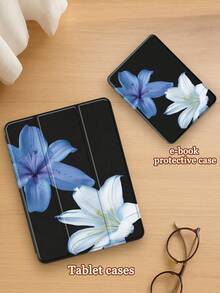 Ayotu 蓝白芙蓉花图案 iPad 保护套，适用于 10.2 英寸 iPad（2021/2020 款，第九/八代）、Galaxy Tab A8 10.5 英寸（2022 款）、MatePad 10.4/Tab，带 Apple Pencil 插槽，支持自动休眠/唤醒，时尚保护套 - 彩色 - 查看 9