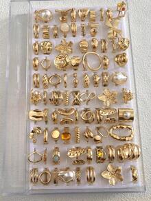 20/14/6 Stück Vintage, eleganter Blumen, geometrischer, Schleife, Herz, Perlen, Strass, glänzender, geometrischer, asymmetrischer, Falten, Kreuz, geflochtener, Harz, mehrschichtiger, quadratischer, runder, Cut Out Design übertriebener breiter Chunky Ring Set, Mode, minimalistisch, anmutig, zart, Retro Stil, geeignet für Feiertage, Partys, Dates, Geschenke, täglichen Gebrauch - Goldgelb - Übersicht 5