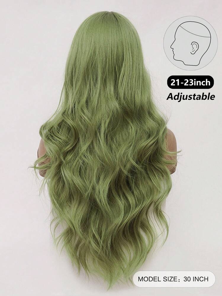 clouder 绿色超长卷发假发 30 英寸角色扮演假发万圣节圣诞节假发优雅柔软哑光头发松散卷发休闲外出街头朋克假发摇滚假发蓬松自然酷女孩合成耐热纤维假发适合女性日常派对假发音乐节假发前卫学院风格假发现代时尚哥特式假发 - 綠色 - 查看 3