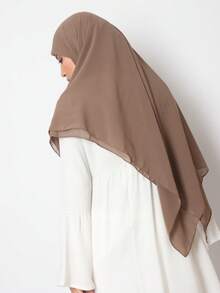 1pc Chiffon Muslim Headscarf, Solid Color Casual Scarf, Sunscreen Shawl, Beach Wrap, 140*140cm