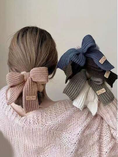 1pc New Autumn/Winter Plush Bowknot Hair Scrunchie, Korean Cute Hair Tie Hair Tie Hair Accessory ,Ponytail Holders ,Hair Elastics ,Hair Rubber Bands ,Scrunchies ,Hair Rope ,Elastic Hair Tie ,Makeup Head Accessories Elastic Band