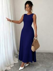 Firerie Women's Elegant A-Line And Bodycon Pleated Dress S M L - 藏蓝色 - 查看 1