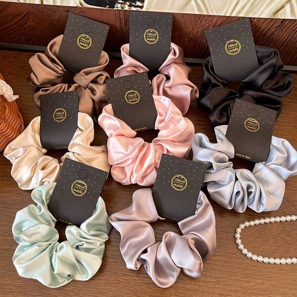 شريط رأس ساتان كلاسيكي بلون أحادي جودة عالية 13 سم، اكسسوار شعر