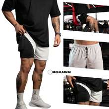 Men's 2-In-1 Imported Compression Shorts – Sports, Gym, Running, Fitness, Quick Dry, High Performance - White - View 2