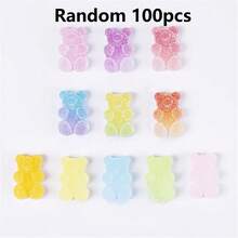 5/10/20/30/50/60/80/100pcs Colorful Mini Flat Gummy Bear, Star, Heart Shaped Resin Decoration Accessories For Jewelry Making, Crafts, Phone Decor, Scrapbooking, Nail Art