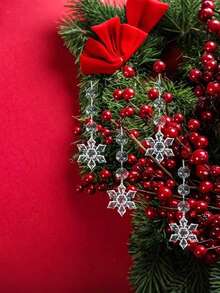 30pcs Crystal Snowflake Christmas Tree Decorations, Snowflake Crystal Pendant Decorations, Hanging Transparent Acrylic Snowflake Ornaments For Christmas Tree Indoor Home Decoration, Snowflake Star Winter Wonderland Party Supplies Christmas Decorations Room Decor, Winter Wonderland Chandelier Crystals Decorations Christmas Decorations Home Christmas Gifts Christmas Decor - Transparent - View 6