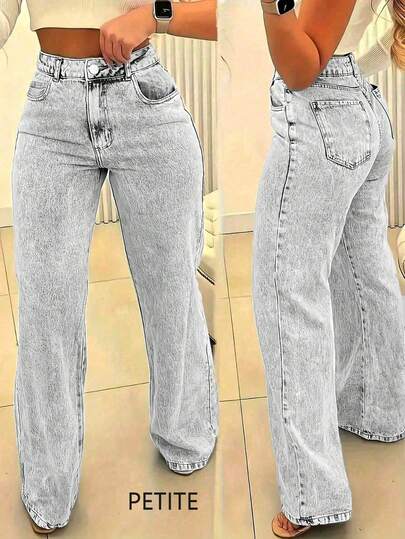 Women's Casual Loose Fit Straight Leg Jeans With Pockets