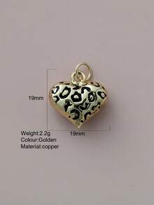 1pc Cute Heart-Shaped Copper Pendant, Handmade DIY For Necklace, Bracelet, Earrings, Suitable As Christmas Gift