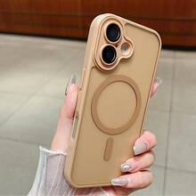 Magnetic Luxury Matte Translucent Armor Shockproof Case Compatible With IPhone 17 Pro Max 17 Air 16 16e 15 14 Plus 12 13 11 Pro Max Wireless Charge Cover - Desert Gold - View 7