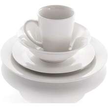 Hayes 16 Piece Square Porcelain Dinnerware Set In White - White - Round 1 - View 5