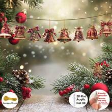 Decorațiuni acrilice 2D plate, 8 buc. clopoței de Crăciun victorieni vintage - perfecte pentru consumabile de petrecere de Crăciun, decorațiuni pentru brad, sărbători, ornamente DIY pentru cadouri, decor de casă durabil, ușor, stil clasic, lucrat manual, 2D