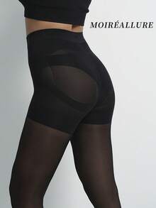 1 Pair Of Everyday Commuting Pantyhose With Tummy-Control And Butt-Lifting Features Tights, Cozy - Black - View 8