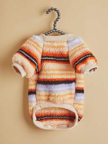 EOO 1pc Cat & Dog Universal Fashion New INS Style Warm Striped Pattern Autumn/Winter Plush Pet Sweatshirt - Multicolor - View 4