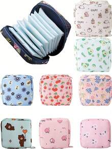 Geantă de depozitare pentru șervețele igienice, geantă cosmetică mini, geantă de machiaj, geantă cosmetică de călătorie, geantă de toaletă portabilă de călătorie, geantă cosmetică mică, geantă de depozitare pentru articole de toaletă pentru femei/fete, geantă drăguță cu fermoar, portofel pentru monede, potrivită pentru serviciu, călătorie, geantă cosmetică, geantă pentru îngrijirea pielii, geantă de toaletă, cutie de ambalare, articole de călătorie, articole esențiale de călătorie pentru vacanță, plajă