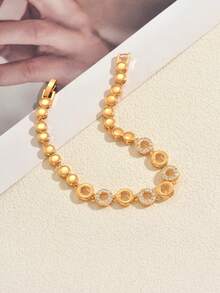 1 pieza Conjunto de pulsera con strass de color dorado de moda, adecuado para que las mujeres creen un estilo de apilamiento personalizado