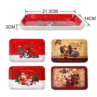 Pratos de Natal de 1/2/4 peças, pratos de jantar de Natal de 8,4 polegadas, bandejas redondas festivas, pratos de Natal, conjunto de louça para salada, macarrão, sobremesa, suprimentos para festas de fim de ano, presentes