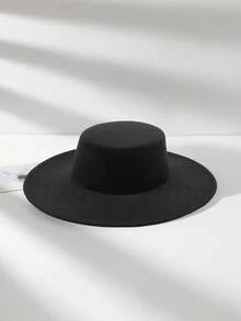 1pc Classic Four Season Flat Bottom Solid Color Top Hat, Suitable For Both Men And Women, Elegant And Versatile With A Large Brim Dome Hat, Gentlemanly British Style, Suitable For Returning To School, Halloween, Drama Performances, And Daily Casual Wear