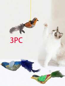 Juguete para gato con pájaro realista que hace sonidos de aleteo, juguete interactivo para gatos con pájaro que chirría, sin necesidad de batería, que simula el juego de caza del gato, con alas que aletean y pájaro que chirría, adecuado para gatos de interior