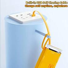 10000/20000mAh 5V3A Fast Charging Multifunctional Power Bank With Flashlight, Ultra-Bright LED Camping Light, Rechargeable Portable Mobile Phone Charger, Built-In 4 Cables, USB-C Input & Output, Outdoor Travel Must Have Battery Packs,Give A Gift/Present.Travel, Going Out, Going To School, Going To Work And Going Out Are Necessary.Outdoor - 黑色 - 查看 5