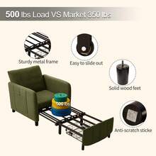 ZZW Sleeper Chair 84" Extra Long Convertible Chair Bed Upgraded 3-In-1 To 4-In-1 Pull Out Chair & Single Sofa Bed For Adult Sleeping Chair For Living Room & Small Space - 綠色 - 查看 7