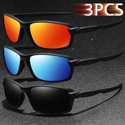 3 szt. Modne zabytkowe okulary rowerowe wędkarskie unisex sportowe męskie damskie klasyczne retro górskie okulary sportowe męskie damskie luksusowe markowe okulary designerskie tropikalne wakacje na plaży letnie pastelowe okulary błyszczące materiał eleganckie estetyczne stroje wakacyjne odcienie męskie klasyczne kolarstwo zakupy sporty na świeżym powietrzu