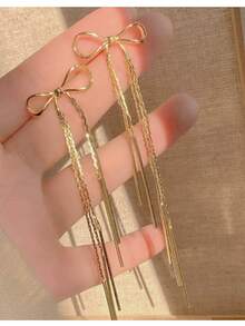 1 对蝴蝶结耳夹设计感丝带结法式简约耳环适合女性佩戴情人节、妈妈、母亲、母亲节、礼物