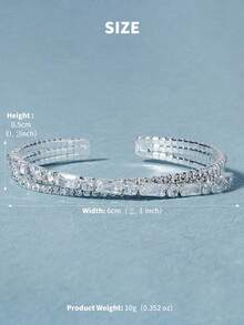 1件装女士奢华不对称水晶闪亮手链，新娘高端婚礼手链情人节配饰