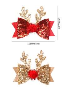 1/2/4 件宠物狗猫鹿主题发夹，适合日常使用/圣诞节 - 彩色 - 查看 4