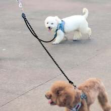Correa doble para perros, cuerda redonda, giratoria 360°, adecuada para perros grandes, medianos y pequeños, correa ajustable, reflectante.