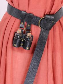 4pcs/Set Medieval Wizard Alchemist Potion Bottles, Glass Bottle Body With Medieval Knight Belt, Suitable For Cosplay Props And DIY Crafts - Black ZSJ-291 ZSJ-323 SP-173-2PCS - View 4