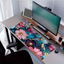 [35.4x15.7" Aesthetic Floral Desk Mat] Extra-Large Boho Floral Desk Mat | 35.4x15.7" Aesthetic Mouse Pad With Non-Slip Rubber Base & Stitched Edges | Vibrant HD Printed Flowers Design | Ideal For Home Office & Gaming | Perfect Gift For Women Back To School - 80*30*0.2厘米 - 查看 3