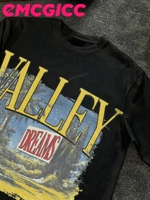 EMCGICC Manfinity Y2k Thin Long Sleeved T-Shirt ,Fit Fitting Style Graphic T Shirt Cotton 230g,Fashionable Hip-Hop For Men -  Long Sleeve T-Shirts, Funny Vintage Shirts,Regular Fit, Street Style, Digital Print,  Ideal Gift - 黑色 - 查看 2