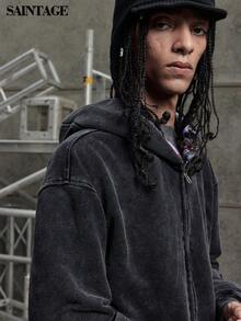 Unisex Vintage Distressed Double Layer Plaid Hoodie Sweatshirt, Fashionable Autumn/Winter