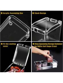 4 件套亚克力调味品架多功能收纳架，包含勺子和收纳架 - 白色 - 查看 4