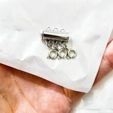 1 pièce Fermoir à glissière multi-brins en acier inoxydable pour bracelet/collier avec anneaux de jonction, anneaux à ressort, fermoirs tubulaires pour la création de bijoux