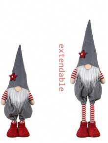 1 pièce Décoration de Gnome de Noël ajustable de 63 cm/24,8 pouces en rouge et gris, Rudolph, Cadeau de Noël, Décoration de sapin de Noël, Décoration d'intérieur mignonne, Décoration classique pour porte, fenêtre, fête, centre commercial, maison, cuisine, table
