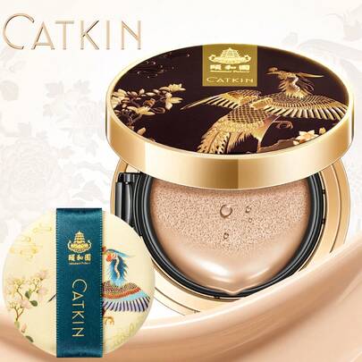  Kem nền dạng cushion Catkin Phoenix, độ che phủ có thể chồng lớp, tinh chất chống lão hóa, lớp nền satin mỏng nhẹ, kèm lõi thay thế, màu be nhạt/be tự nhiên N11